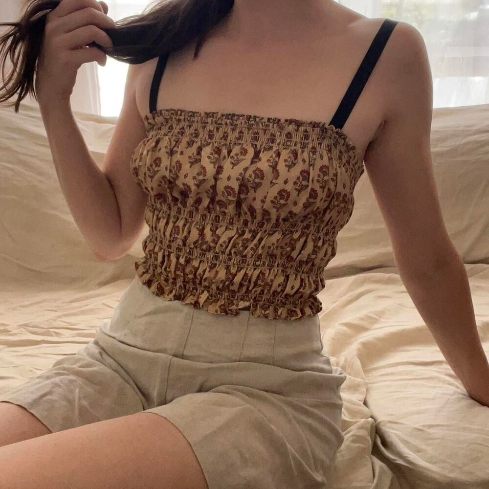 H&M Women's Brown and Gold Crop-top